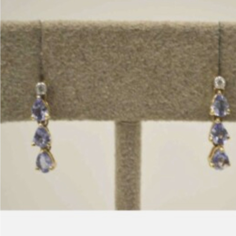 14K Yellow Gold Tanzanite & Diamond Earrings